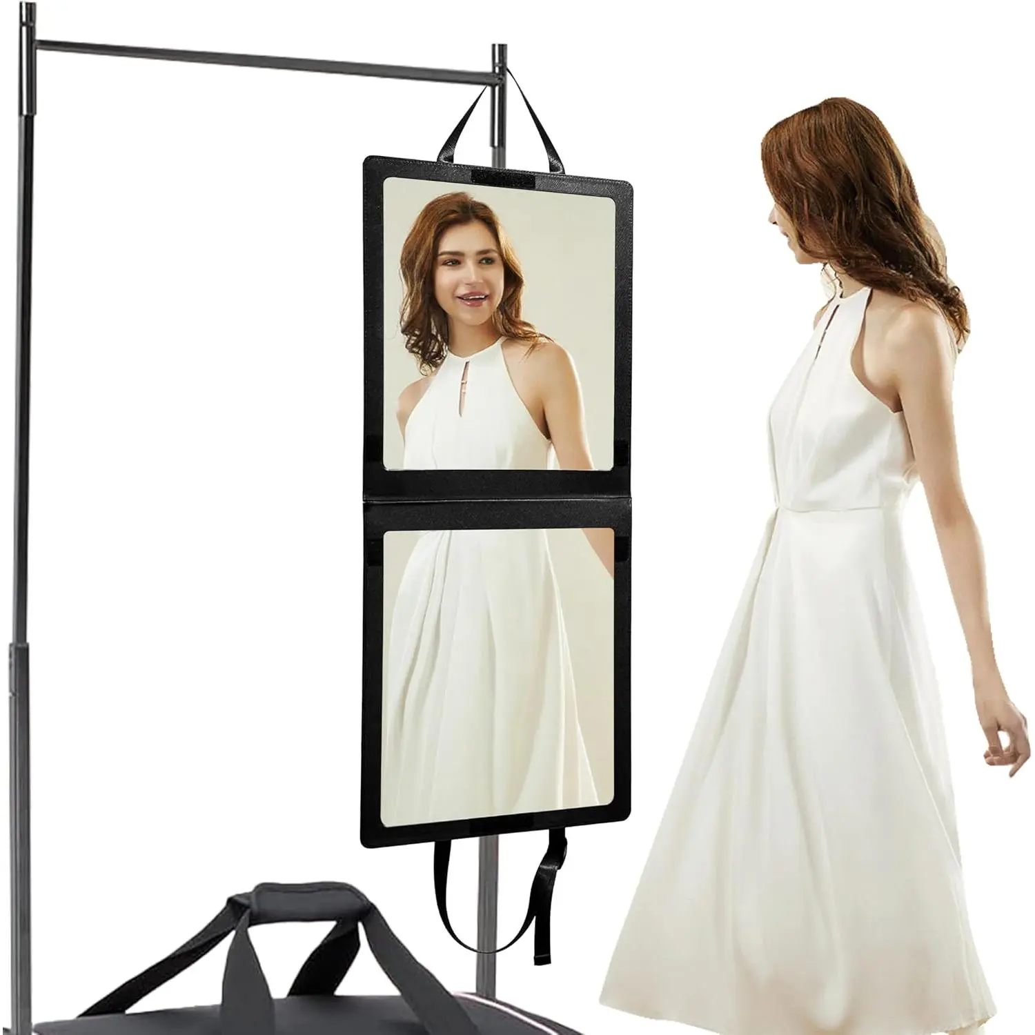 Foldable Portable Full Length Mirror, 33x13 Inch  Shatterproof Travel Mirror for Camping, Travel, Dancers - Black  Folding Dance Mirror