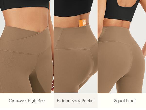 ODODOS Cloud Feeling Crossover High Waist Flared Pants for Women, Bootcut Yoga Pants with Back Pocket-30/32" Inseam