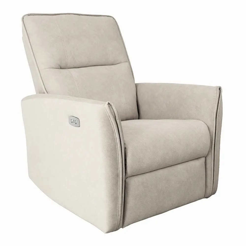 Ashland Cream Suede Ergonomic Recliner Chair - Adjustable Modern Recliner, Cozy Reading Chair, Premium Fabric Accent Piece for Midcentury Modern Living Rooms, Modern Fabric Chair