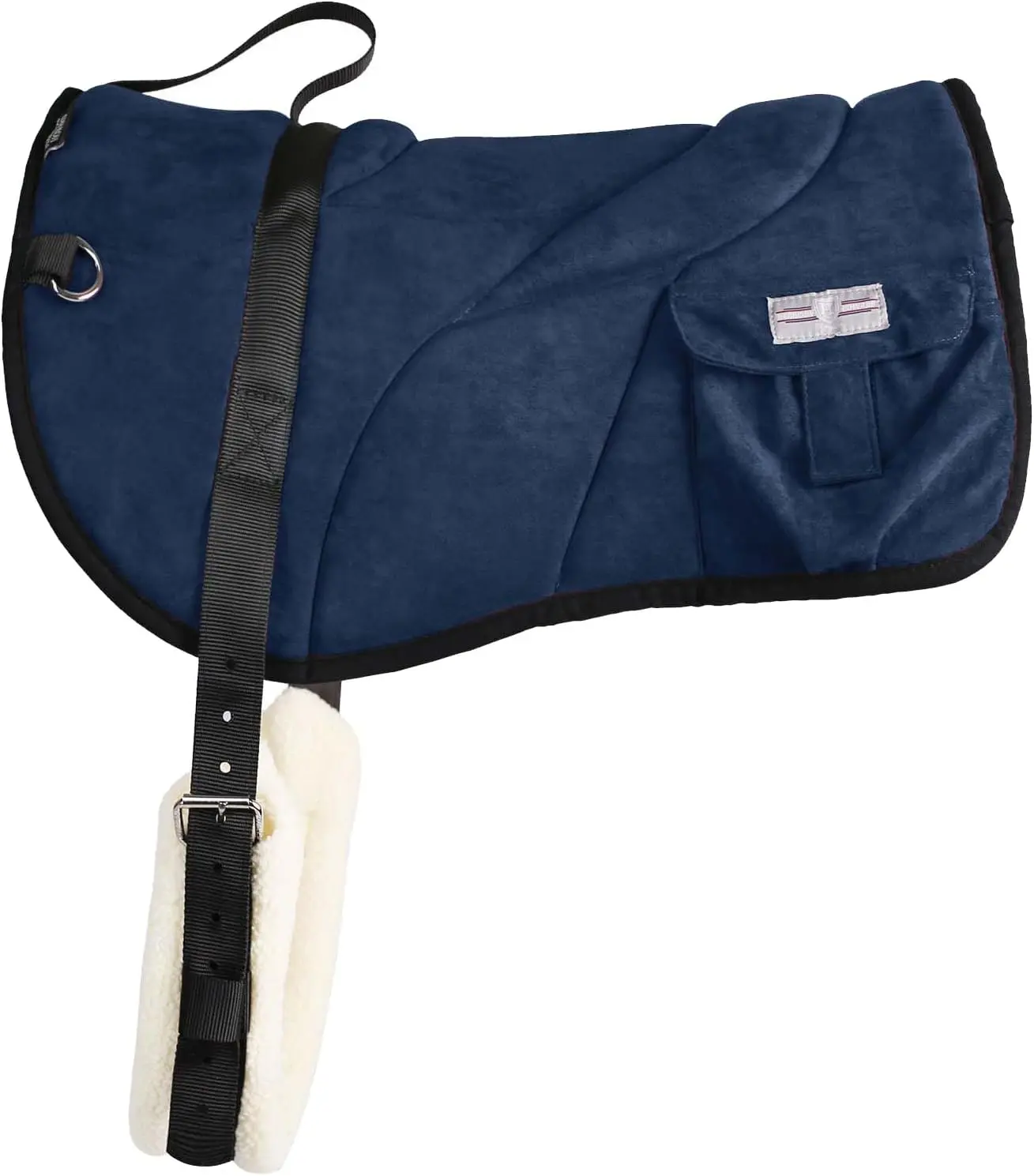 Harrison Howard Ergonomic Horse Bareback Pad - Fleece-Soft Microsuede, Anti-Slip, Secure, Tailored Fit, Removable Girth, Storage Pockets for Equestrian Sports & Outdoor Recreation