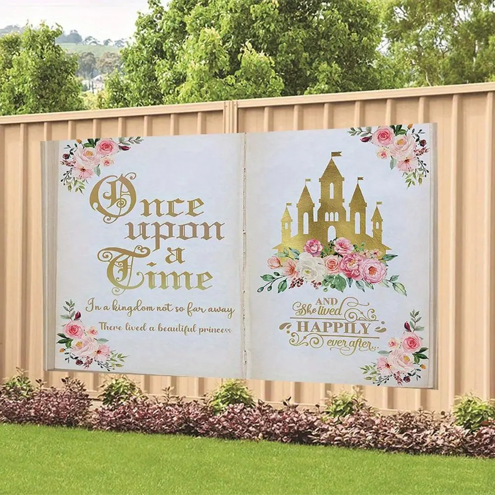 1PC Polyester 2D Flat Fairy Tale Castle Princess-Themed Firework-Printed Backdrop - Backdrop Picture for Kids' Happy Birthday Party Decorations, Home Festive Photography Supplies