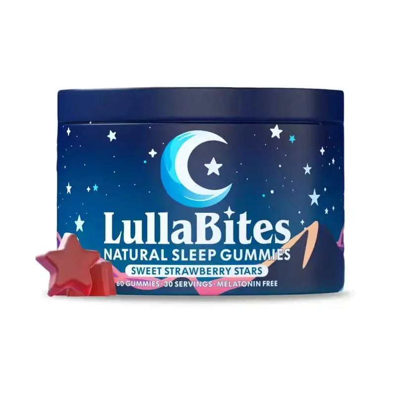 LullaBites Natural Sleep Gummies - Melatonin-Free, Sweet Strawberry Stars Flavor, 30 Servings Sleep Support Supplement