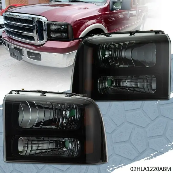 CROSSDESIGN Aftermarket Headlight Assemblies, 1-Pair Left & Right Headlights with Bulbs, Fit for 05-07 Ford Super Duty Truck, Aftermarket Headlight Bulbs Headlight Assemblies