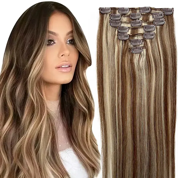 Clip-in Hair Extensions for Women, Natural Straight 100% Pure Human Hair, Soft and Seamless, Easy to Install for Comfortable Daily Wear, Human Hair Extensions