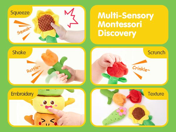 hahaland Plush Garden Stacking Toys with Color Matching Planting Play 10 in 1 Toddler Toys Fine Motor Sensory Emotional Development Montessori Toys for 1 Year Old Boy Girl Holiday Christmas Gift Toddler Flower Pot Toy Easter Gift Stuffers for Boys Girls