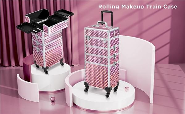 Yaheetech 4-in-1 Professional Rolling Makeup Train Case Extra-large 4-Tiered Aluminum Cosmetic Trolley Storage on Wheels Cosmetic Organizer Traveling Cart Yaheetech 4-in-1 Professional Rolling Makeup Train Case Extra-large 4-Tiered Aluminum Cosmetic Trolley Storage on Wheels Cosmetic Organizer Traveling Cart