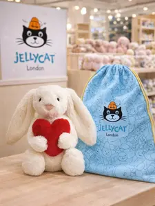 Jellycat Bunny Holding Heart – Ultra Soft Plush, Perfect Valentine & Love Gift
