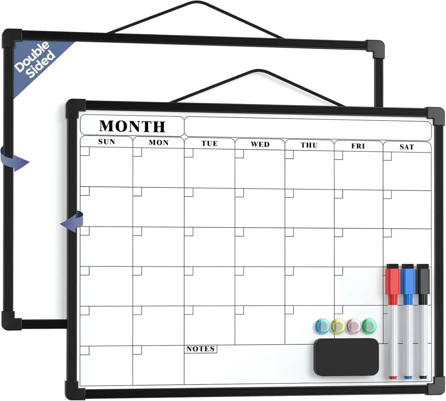 MaxGear 16x12 In Double-Sided Dry Erase Monthly Planner Board, Wall-Hanging Portable Whiteboard Office Accessories for Home Office Organization, Daily Planning