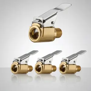 4-Pack Brass Air Chuck Quick Connect, Locking Tire Chuck Adapter for Schrader Valve, No Leak Tire Inflator Nozzle