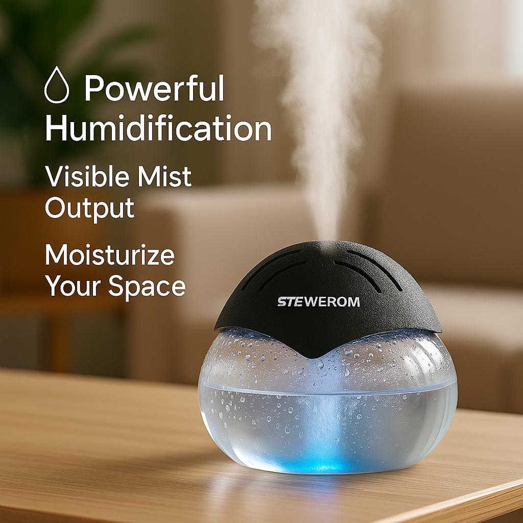 Stewerom Water-Based Air Purifier for Home & Office, Long-Lasting Fragrance, Built-In Ionizer, Quiet Multi-Function Air Cleaner