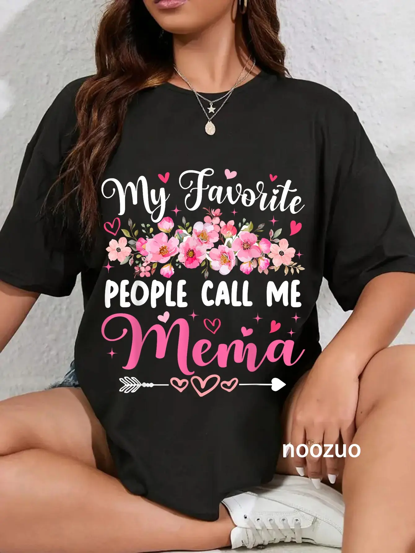 100% Cotton My Favorite People Call Me Mema Floral Mother's Day Women T-Shirt