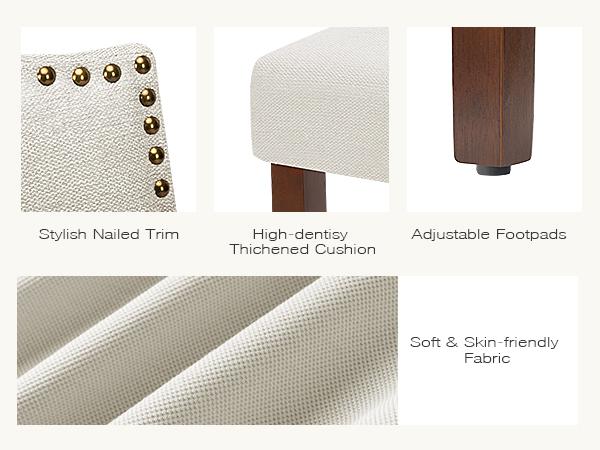 Sweet Furniture S - Dining Chairs, Kitchen Chairs, Modern Upholstered Fabric Dining Room Chair with Nailhead Back and Wood Legs