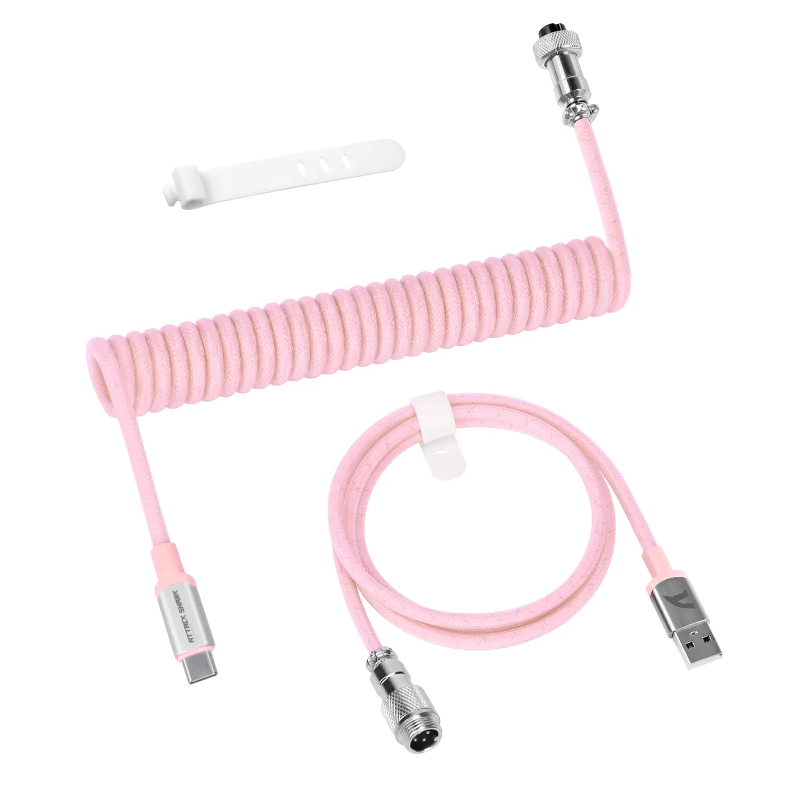 ATTACK SHARK C01 PRO Double-Sleeved Braided Coiled Keyboard Cable - Type-C to USB-A Metal Aviator Cable for Mechanical Gaming Keyboards, Mac, PC tiktokshopbacktoschool,back to school,back to school haul