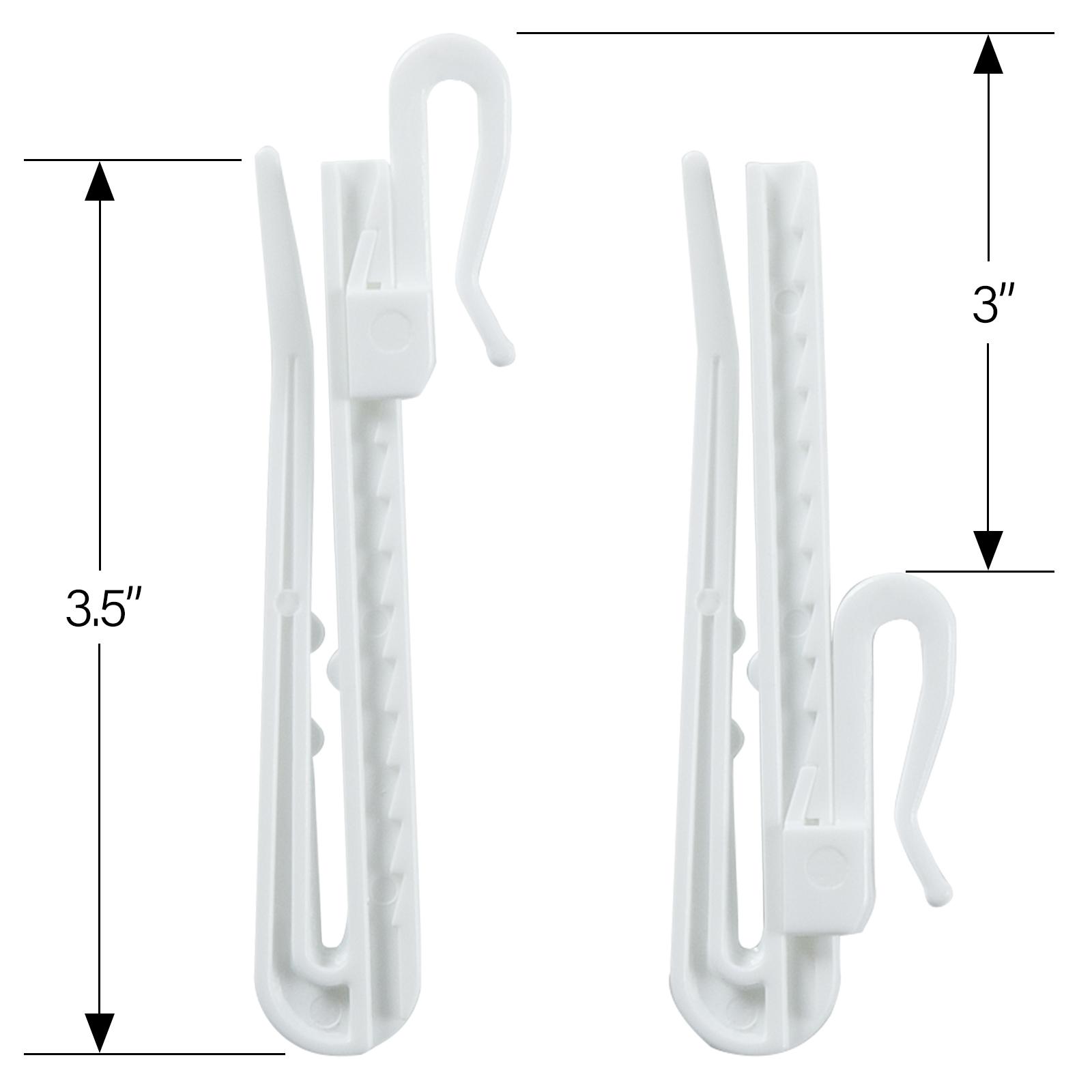 TWOPAGES 2026 Spring Glow Up White Adjustable Plastic Pin Hooks – 32pcs Easy Install Non-Damage Wall Hanging Solution with Ratchet System, 3.5" Height, Easter Home Refresh