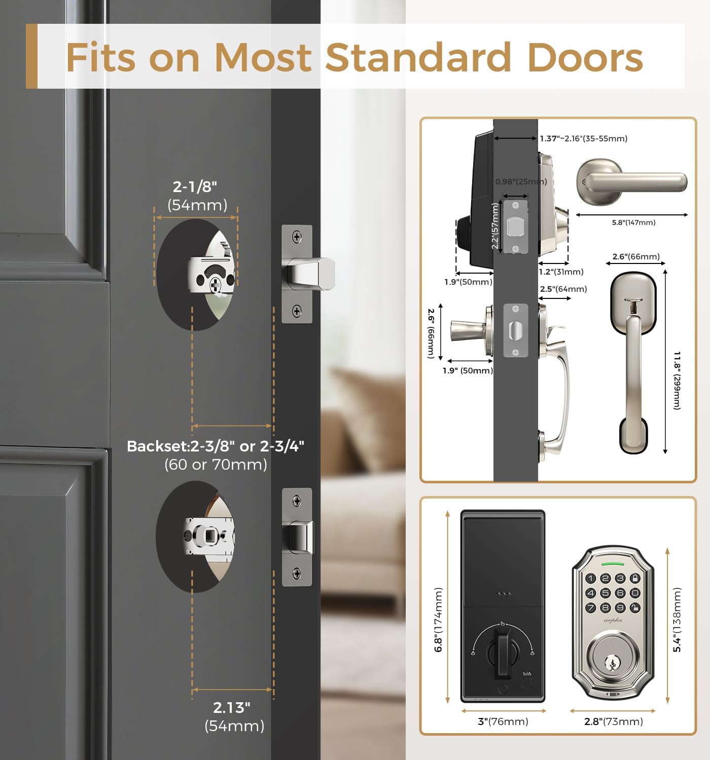 ARPHA D180 Keyless Door Lock with 50/100 Codes, Smart Lock with Anti Peeping Password, Keypad Deadbolt One Touch Locking, Auto Lock, Easy Install.Multiple styles to choose from, APP version&no APP version; With door handle&without door handle ARPHA D180 Keyless Door Lock with 50/100 Codes, Smart Lock with Anti Peeping Password, Keypad Deadbolt One Touch Locking, Auto Lock, Easy Install.Multiple styles to choose from, APP version&no APP version; With door handle&without door handle