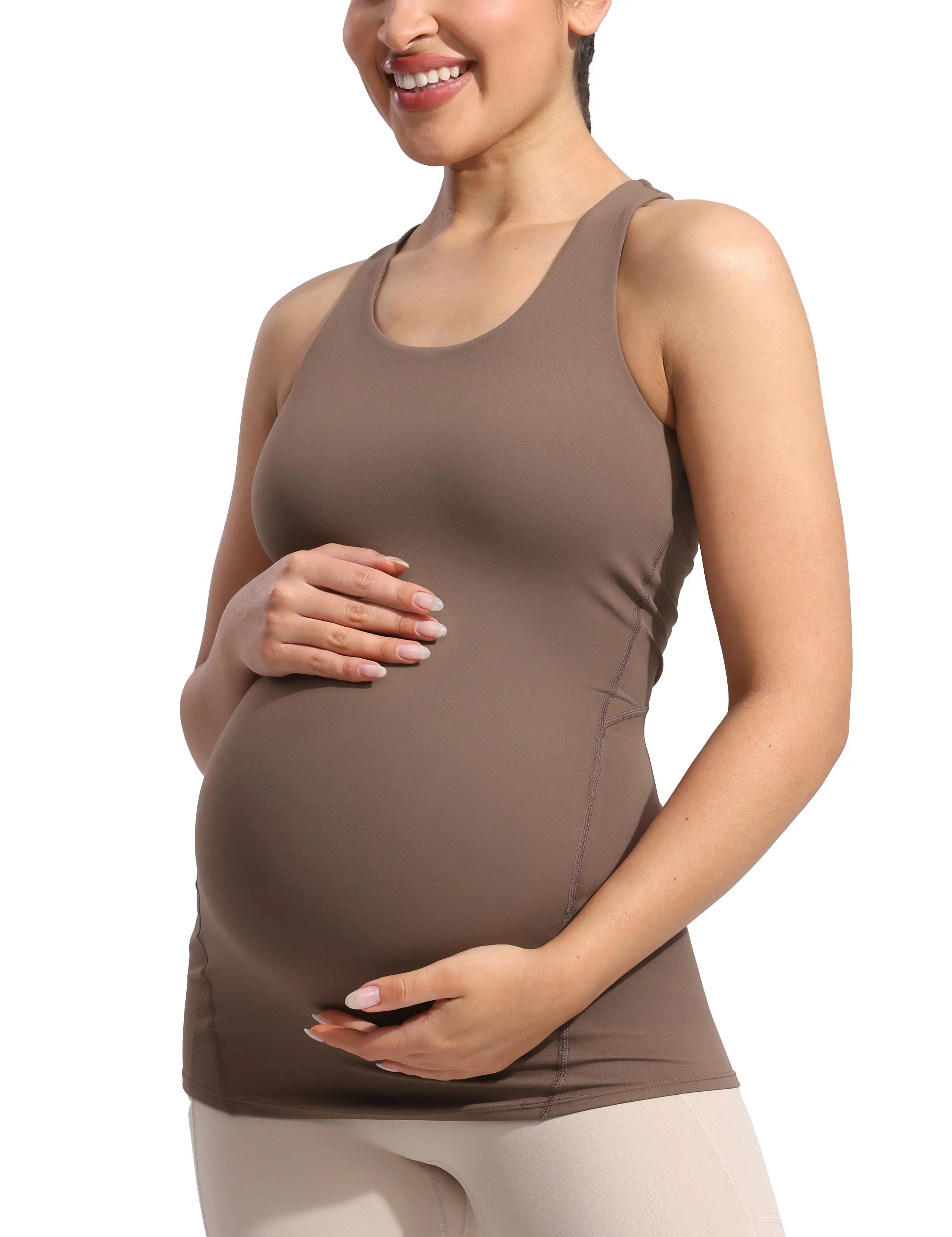 POSHDIVAH Women's Maternity Tank Tops with Built in Bra Padded Sleeveless Pregnancy Yoga Tee Workout Shirt Clothes Summervibes