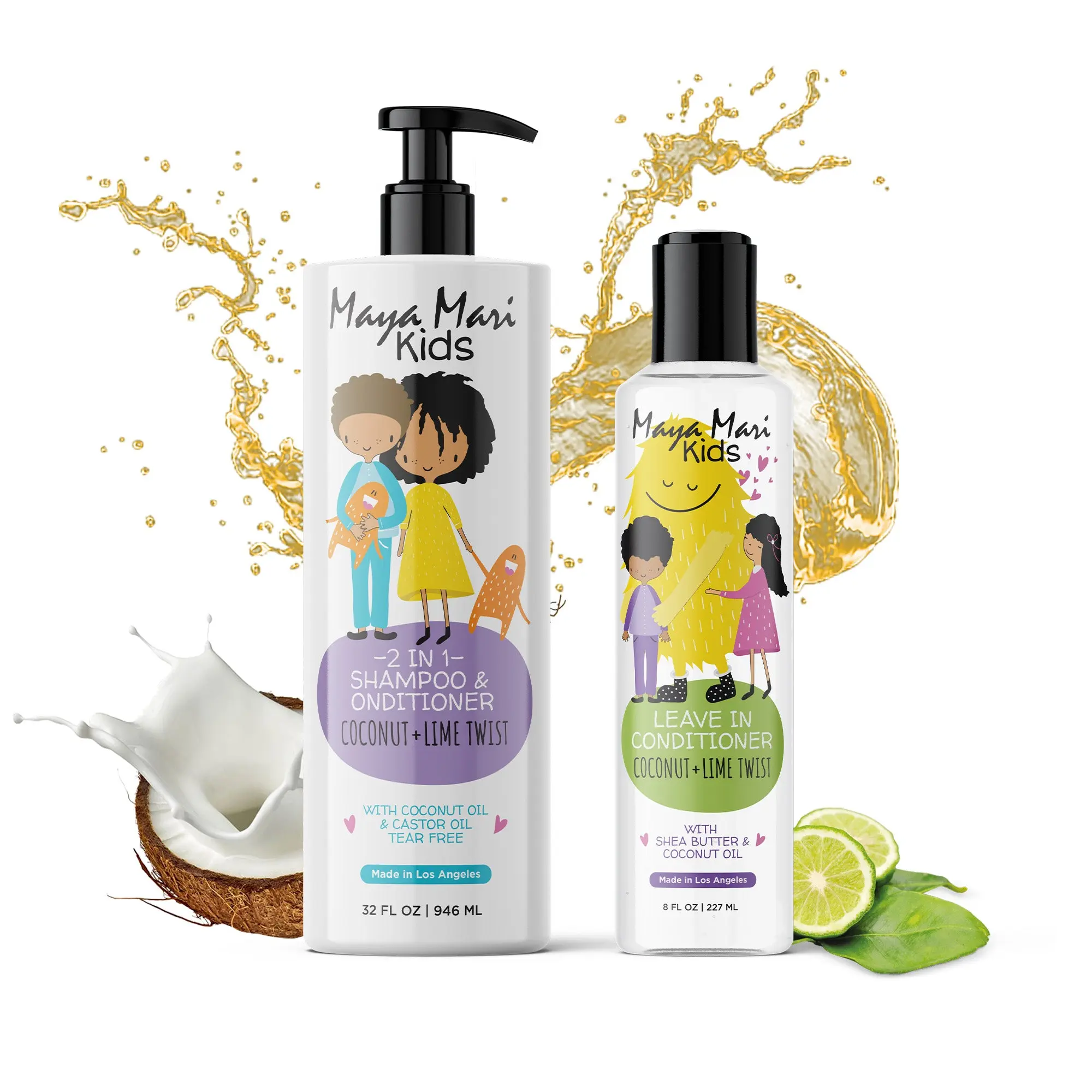 Maya Mari Kids Curly Haircare Kit, 2-Piece Set with Shea & Coconut Oil for Silky, Moisturized Curls - Includes 2-in-1 Shampoo & Leave-In Conditioner, Restore, Smooth, Nourishing, Moisturizing, Anti-Frizz, Wavy, Moisture sohochic