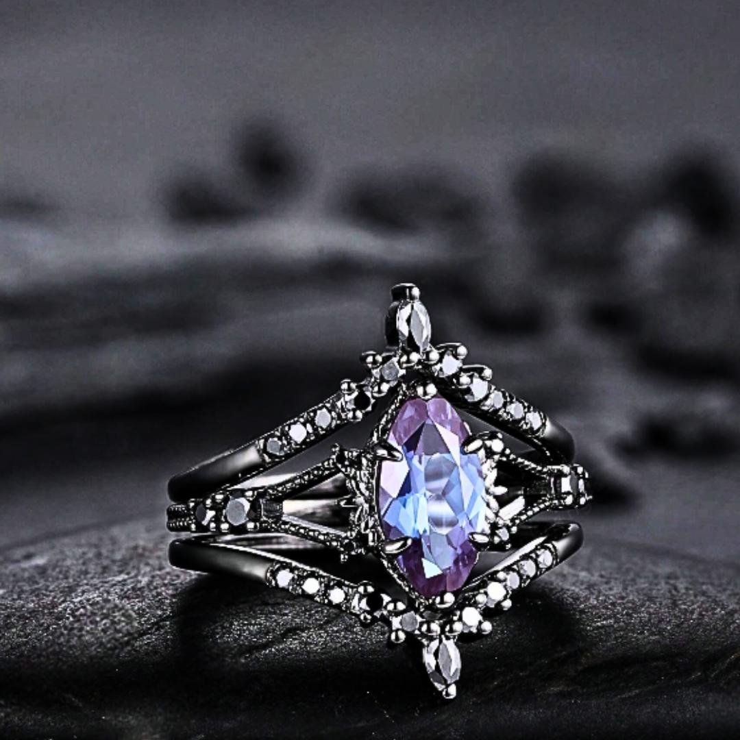 Black Electroplated Synthetic Zirconia Wedding Engagement Rings for Women, Fashion Jewelry as Bridal Rings, Engagement Rings, Great Gift for Her