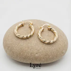 Solene 25mm Diamond-Cut Hoop Earrings
