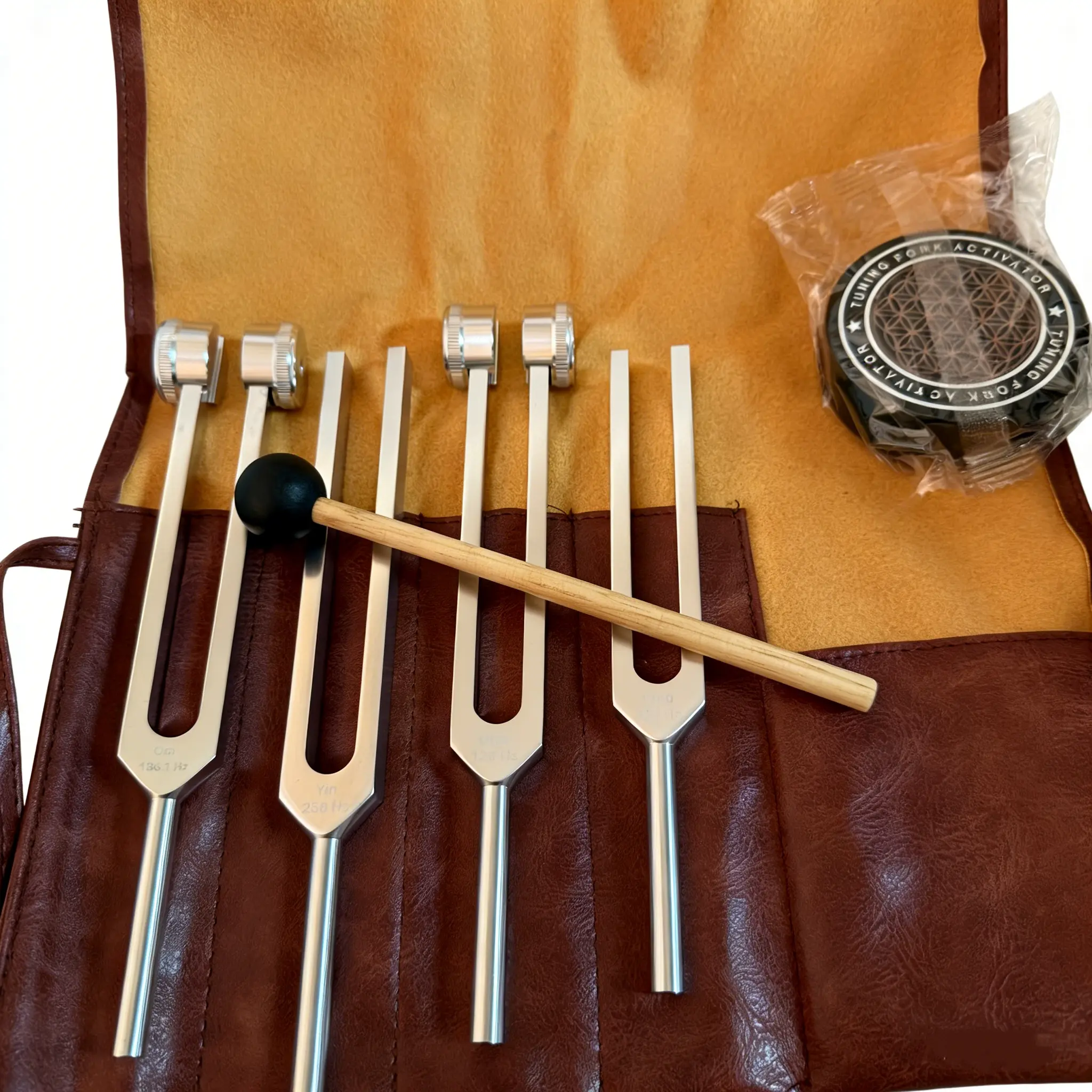 Complete Chakra Healing Tuning Fork Set| 4 Sacred Frequencies 128Hz–384Hz + Mallet| Align Energy Centers, Banish Insomnia & Deepen Meditation| Vibrational Sound Therapy Kit