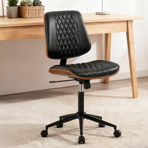 Sweetcrispy Modern Armless Home Office Chair with Wheels, Adjustable Height Small Desk Chair