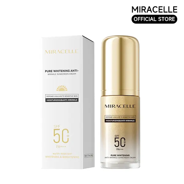 MIRACELLE Facial Anti-Aging Sunscreen SPF50+, Hydrating UV Protection Cream, Smooth & Lightweight Daily Sun Care Fragrance Free Mineral Facial Sunscreen