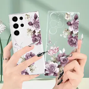 Stylish And Minimalist Floral Pattern Phone Case, Trendy And Popular, Suitable for Both Men And Women, Transparent And Shockproof with a Comfortable Grip, Compatible with Samsung And Galaxy Models S25, S24, S23, S23 PLUS, S24 ULTRA.