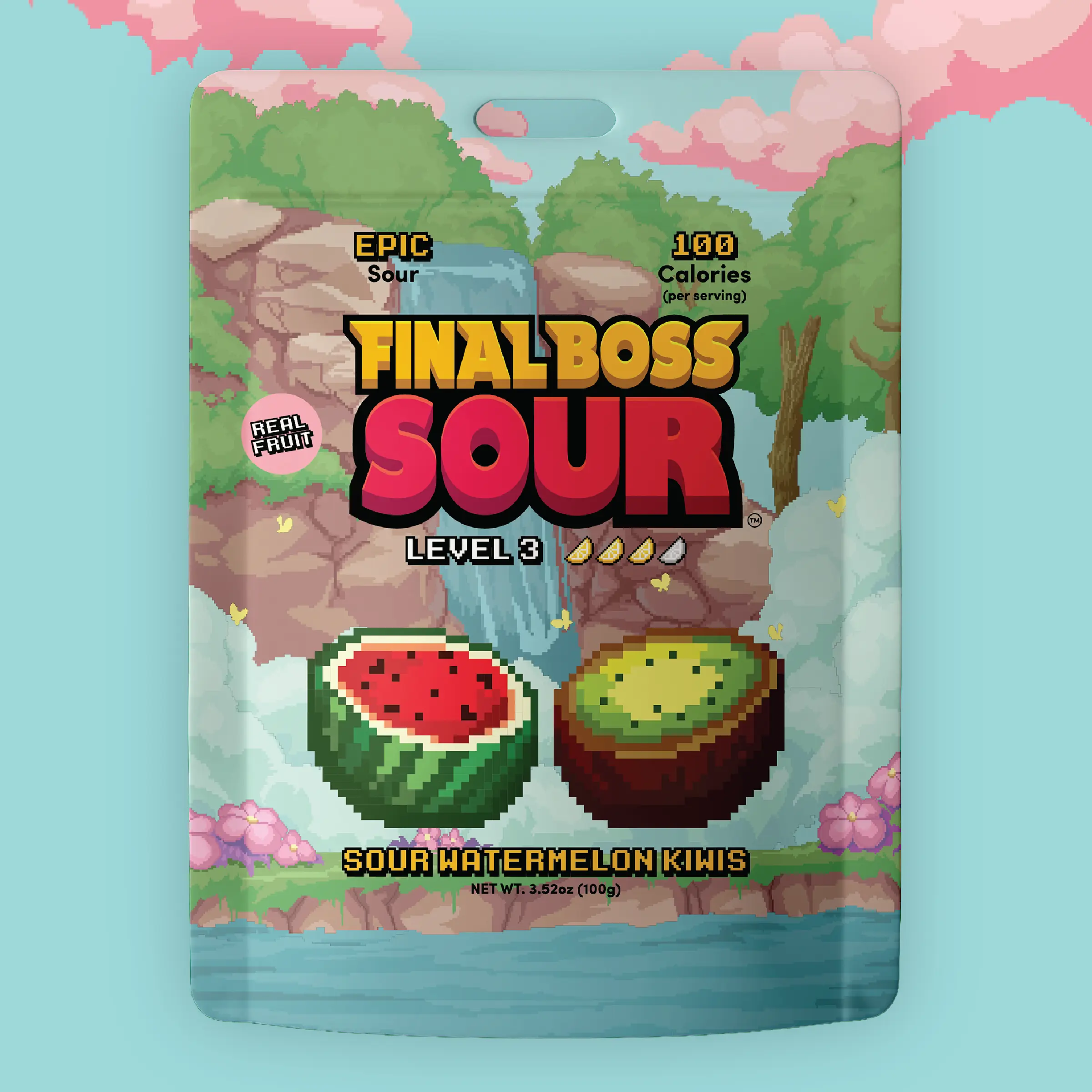 Final Boss Sour Watermelon Kiwis – Level 3 Drop | Real Fruit, Extreme Sour Powder | 1-Pack or 4-Pack