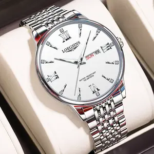 LOEGSINS Swiss Brand Men’s Mechanical Watch with Luminous Dial — Stylish High-End Men’s Watch, Perfect for Father’s Day Gifts