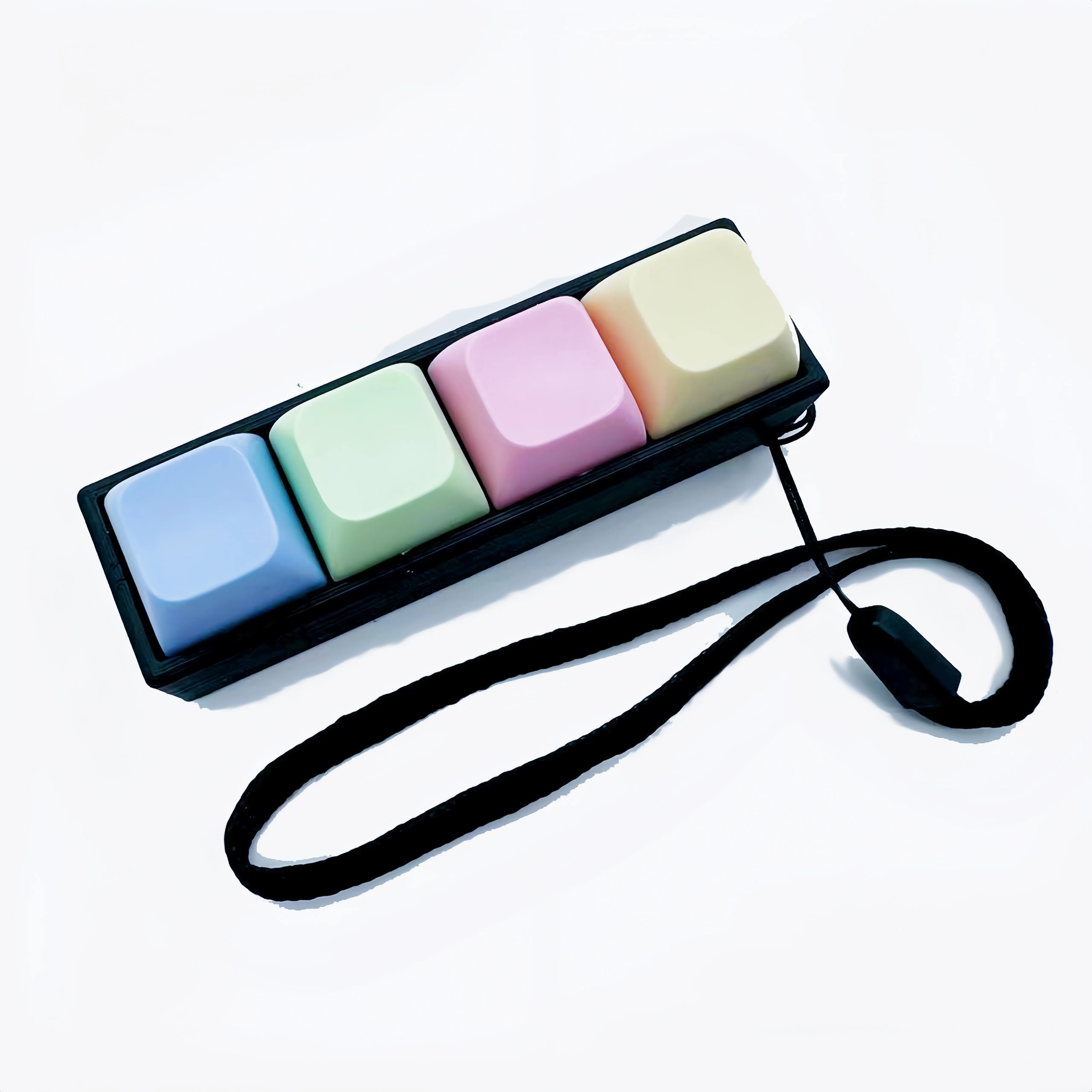 Mechanical Keyboard Keychain, 4-Key Fidget Keyboard with Macaron Keycaps, Portable Stress Relief Gadget for Gamers & Keyboard Lovers