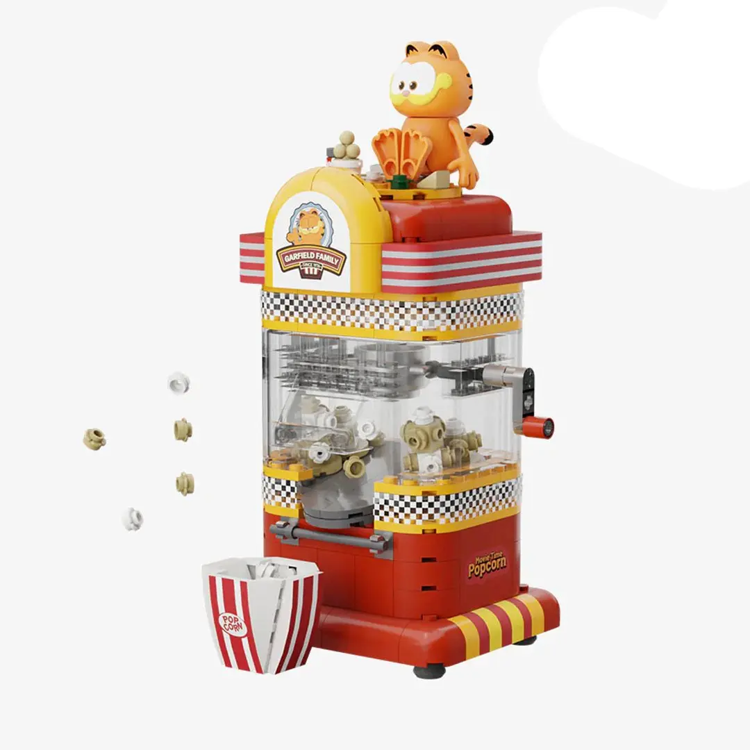 Pantasy Garfield Fantastic Machines Series Popcorn Machine Building Toy - Cute Collectible Themed Figure, Buildable Model Collectibles, Figurines for Collectors, Ideal for Movie Night, Ages 6+