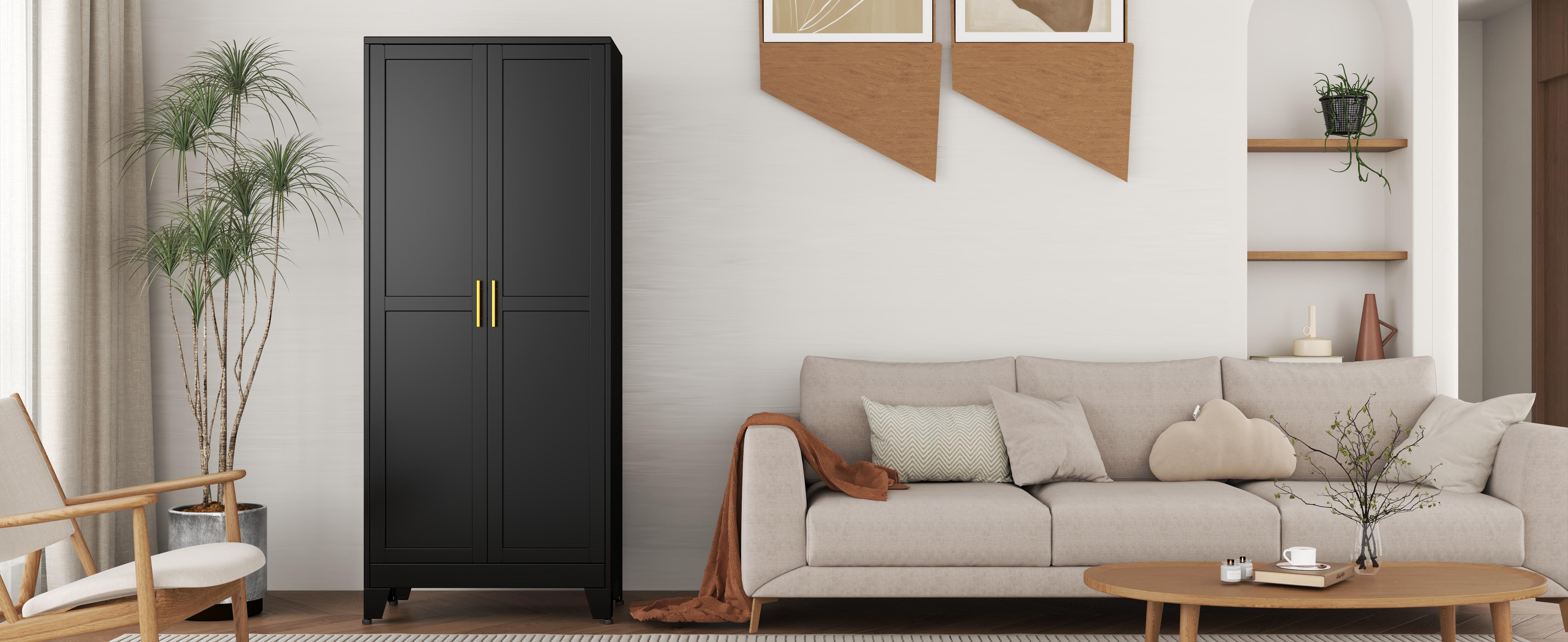 75.2" & 70.8" Tall Metal Kitchen Pantry Storage Cabinets with 2 Door and 5 Adjustable Shelves Cupboard for Kitchen Dining Room Living Room and Bathroom