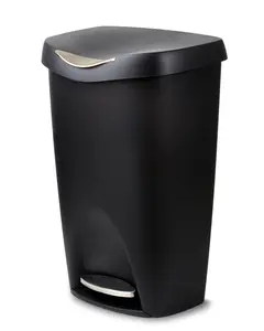 MOXIE 13 Gallon Black Plastic Indoor Kitchen Step Trash Can