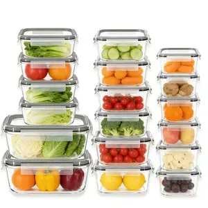 12/18Pack Airtight Glass Containers BPA-Free | Microwave/Dishwasher/Freezer/Oven Safe | with Black Gray Utensils for Food Storage