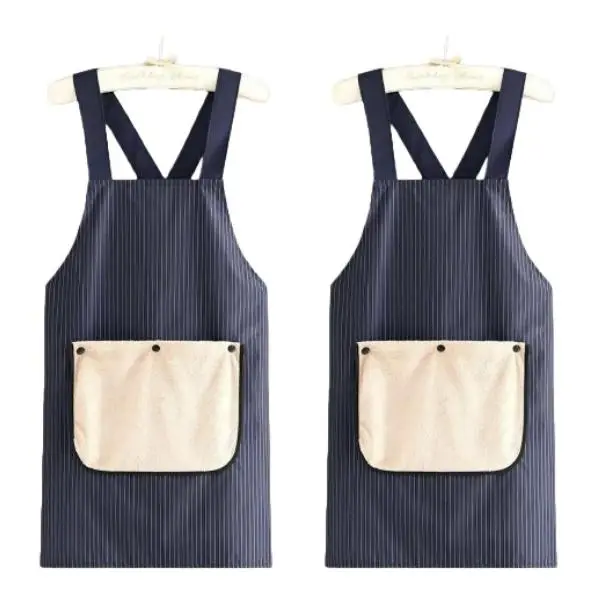2pakc Apron with Pockets for Women and Men Cross Back Design with Towel Machine Washable Kitchen Apron for Cooking Grilling Painting Cleaning Gardening