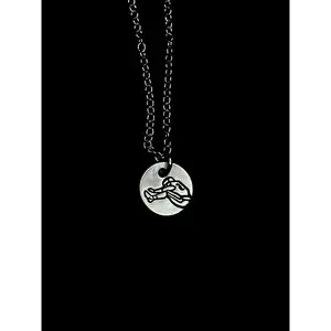 Sterling Silver Saquon Hurdle Pendant Necklace – 10mm Hand Engraved