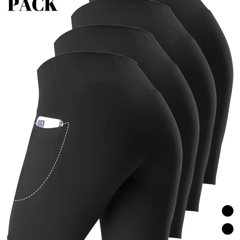 4pcs Plus Size High-Waisted Shorts | Side Pocket Moon Pocket 5-Inch, High-Stretch Fabric, Casual, Plus Size Casual Shorts, Intelligent Memory Waistband, 4D Fluid Fit, Designed for Curvy Figures, Tummy Control Shorts with Side Pockets tiktokshopbacktoschoo