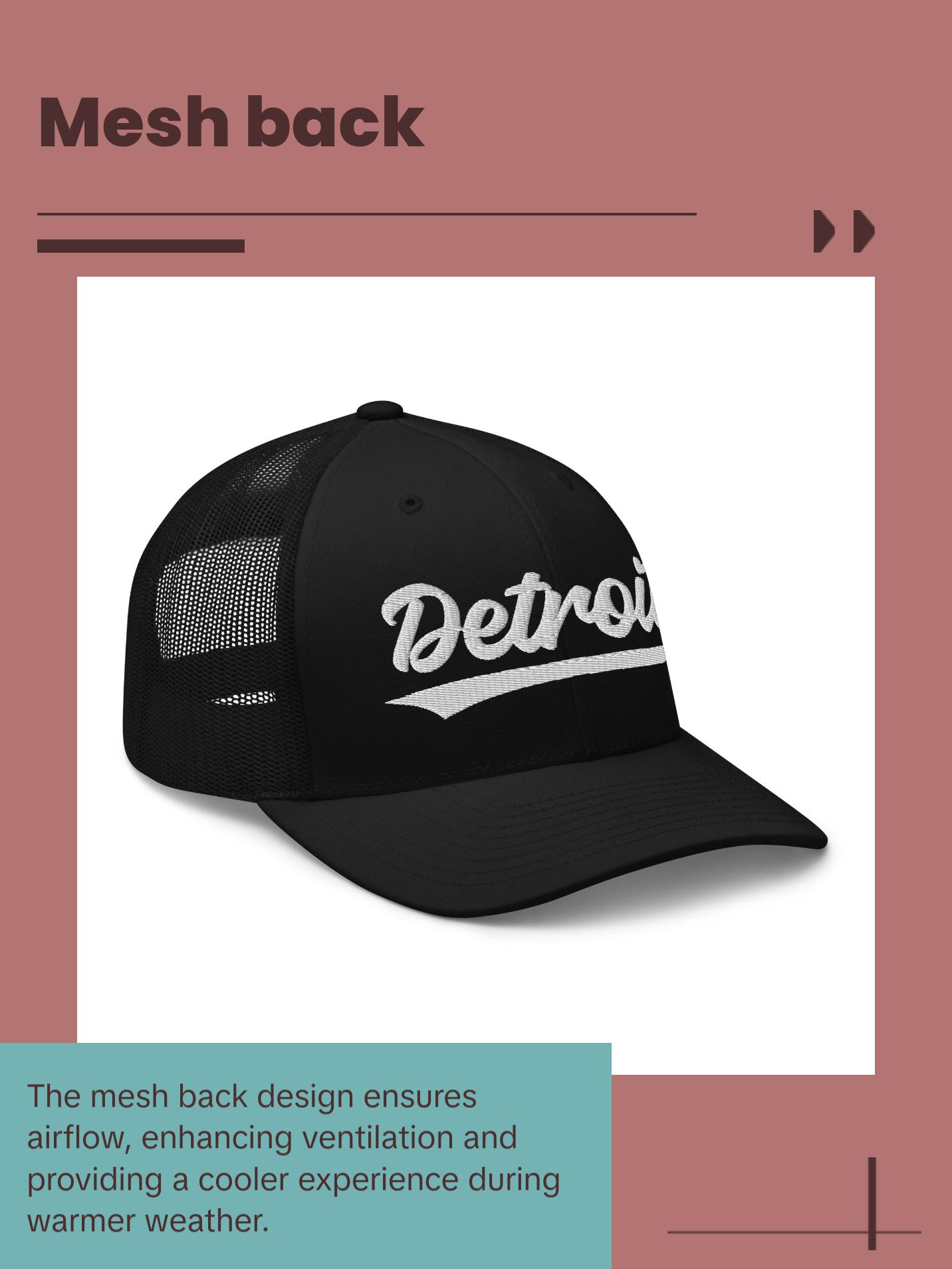 THE WELL KEPT Vintage Detroit Baseball Script Retro Detroit Trucker Cap Hat