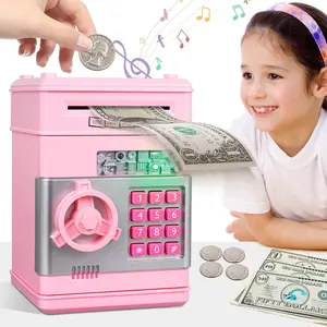 Piggy Bank for Boys Girls,  ATM Coin Bank Money Saving Box with Password, Kids Safe Money Jar with Auto Grab Bill Slot, Birthday Gifts Toys Bank for 6 7 8 9 10 11 12 Year Old Girls Boys