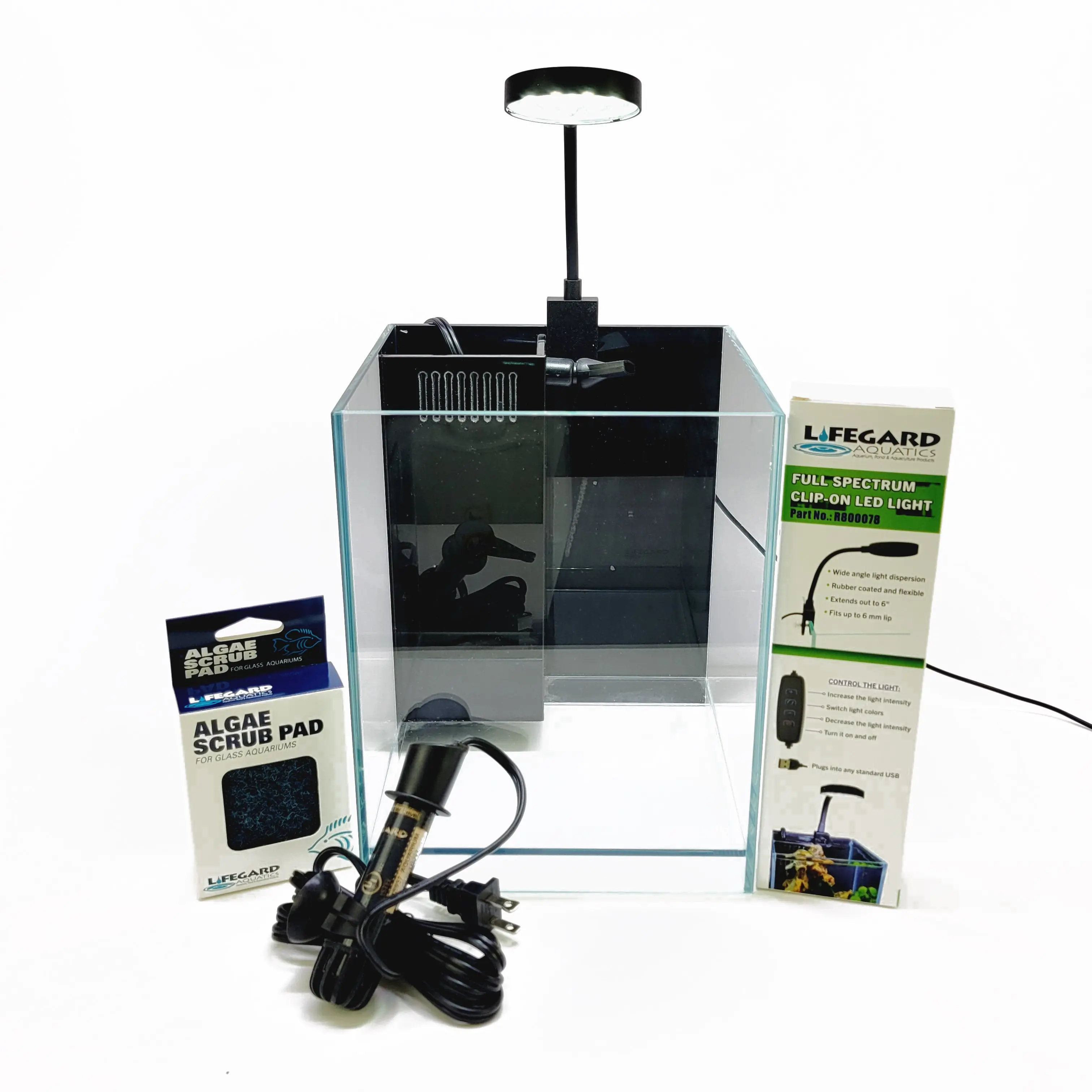 1.2 Gallon All in One Betta Tank Kit with UL Listed Heater, Full Spectrum LED Light, Pump, Filter and Algae Pad