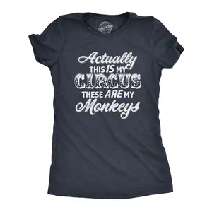 Womens Actually This Is My Circus These Are My Monkeys T Shirt Funny Ring Master Carnival Show Tee for Ladies Funny Womens T Shirts Cute Vintage Fashion Casual Ladies T-Shirt Gift Funny Sarcastic Top Women's Navy -