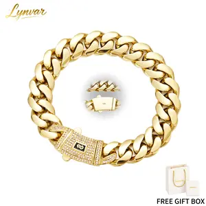 14K Gold-Plated Cuban Bracelet — featuring refined craftsmanship and dazzling white stone inlay. The Miami Cuban design fuses tradition with modern fashion. A perfect gift for him or her. Available in 6mm~14mm, 7.5"/8.5".