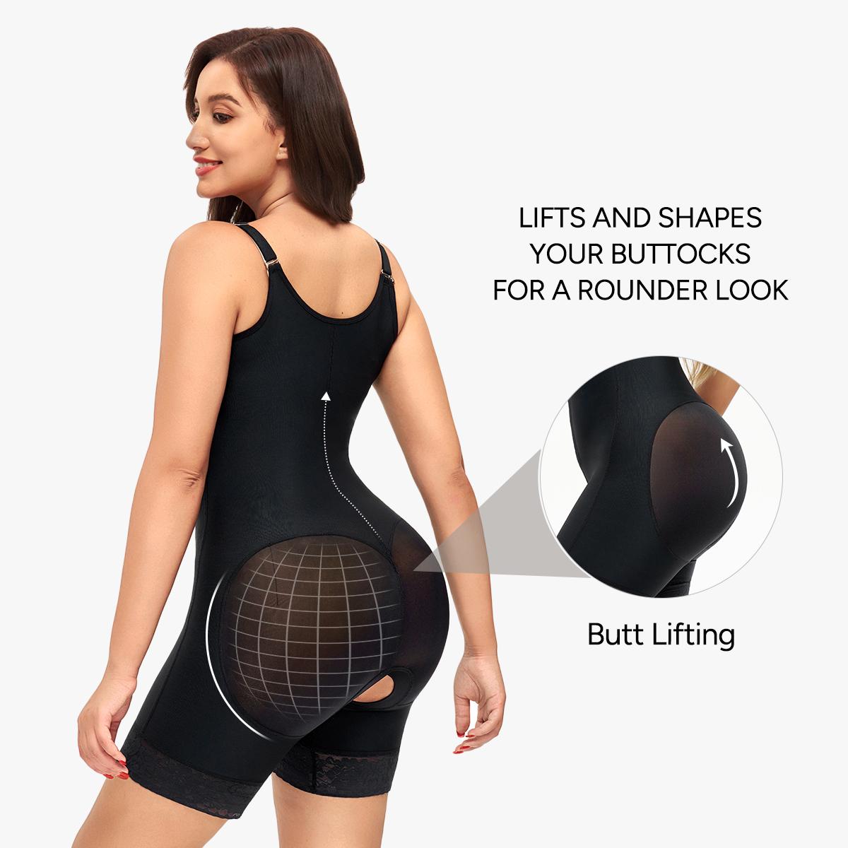 【LIVE】Nebility Women's High Waisted Lace Shapewear Bodysuit Tummy Control Postpartum Support Butt Lifter for Snatched Waist Basic Compression Black