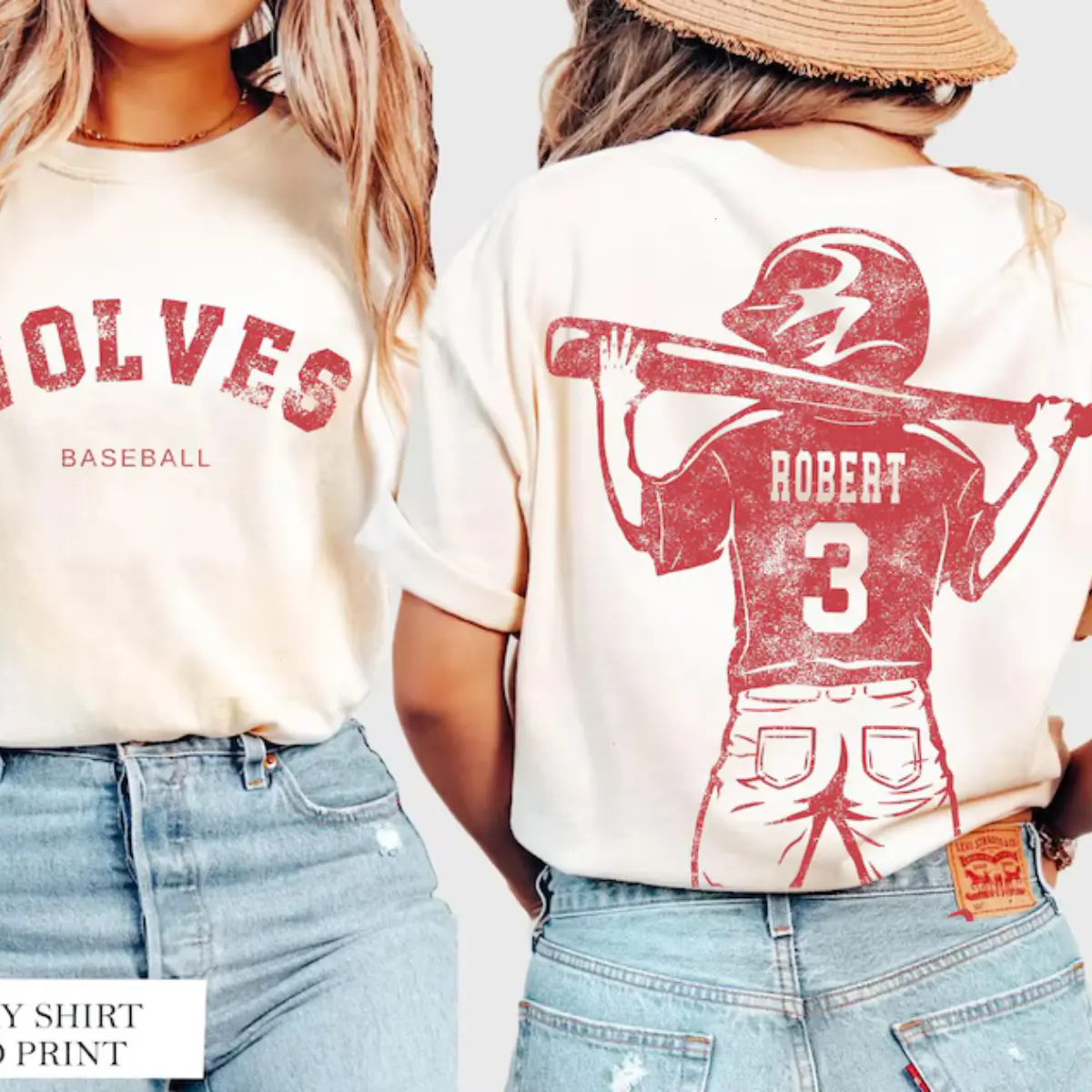 Women's Comfortable Fitted Comfort Colors Custom T-Shirt - Baseball Mom Design, Baseball Player Graphic Option, Personalized Name-Number, Custom Team Name Everyday Sweatshirt