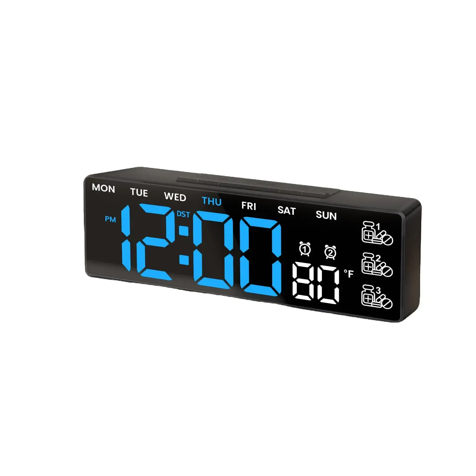7-in1 Vintage ABS LED Display Digital Clock - 7" Large Digits, Daily Medication Reminder, Date, Temperature, DST, USB Charging, Elderly-Friendly Alarm Clock for Bedroom Desk, Home Supplies Christmas Gift, Led Display Clock