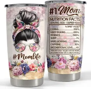 Mom Tumbler 20oz Stainless Steel Insulated Tumblers Coffee Travel Mug Mother Cup Gift for Best Moms Mother Mama Mommy Gifts from Daughter Son for Birthday Christmas