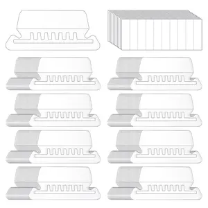 200 Pcs Hanging File Folder Tabs and 200 Pcs 2 Inch Inserts Labels, Plastic File Folder Tabs for Hanging Folders Files (Transparent)