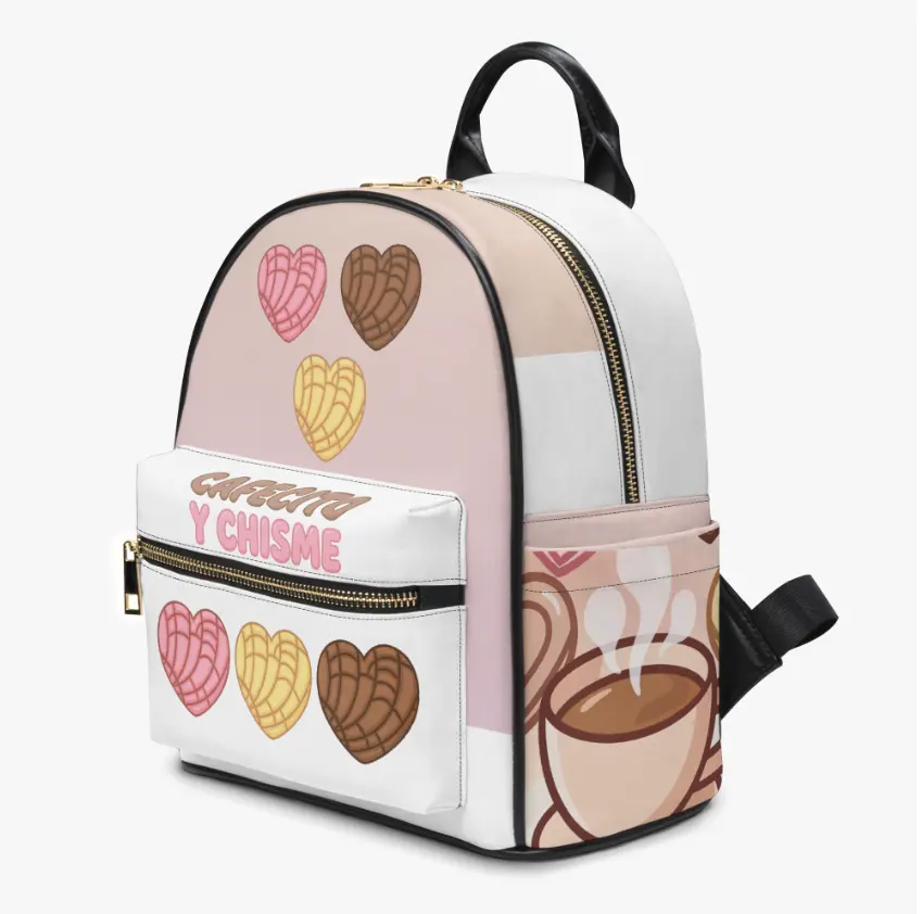 Cafecito y Chisme PU Leather Backpack – Cute Coffee Aesthetic Design