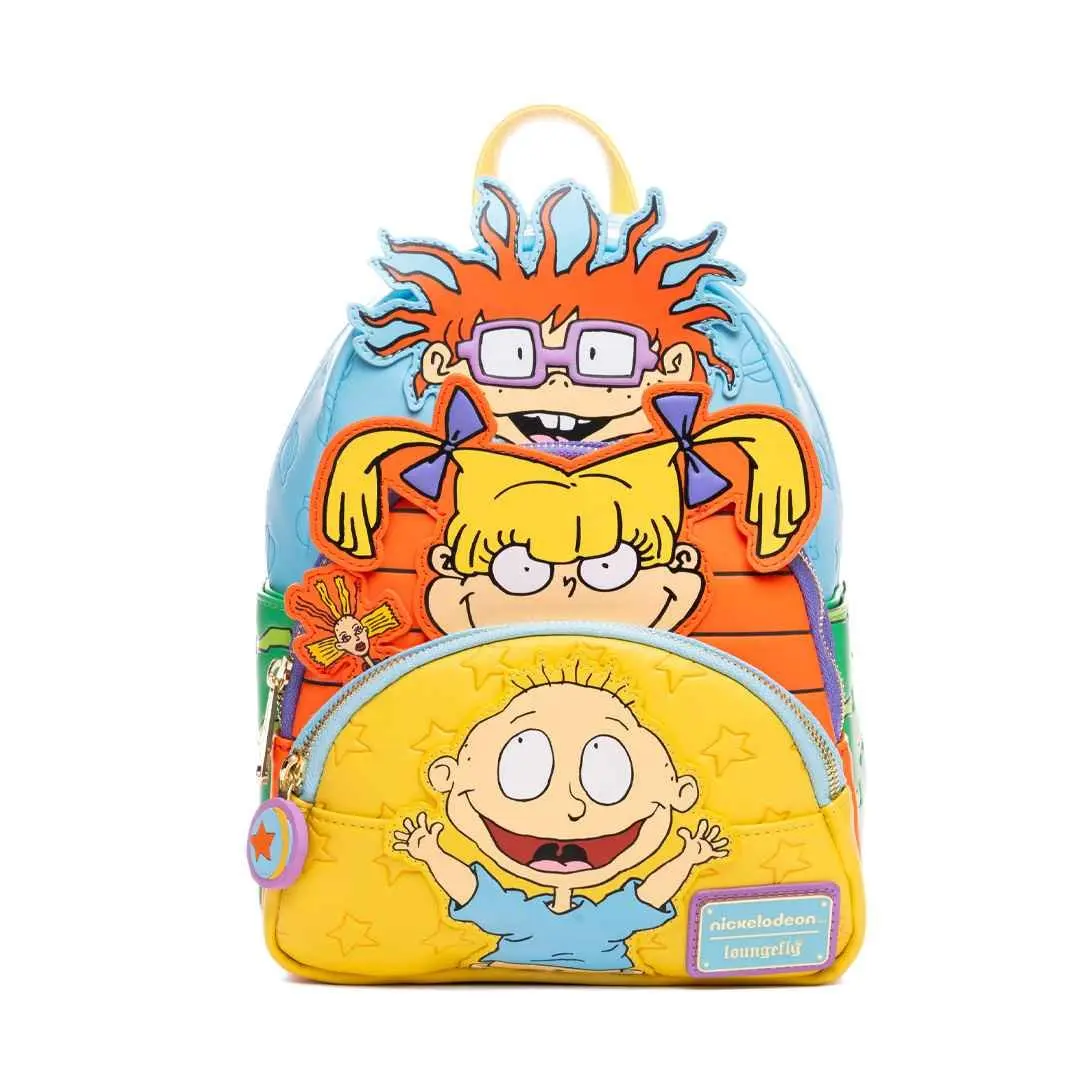 Nickelodeon Rugrats Casual Printed Mini Backpack, Faux Leather Glow-in-the-Dark Youth Bag with Triple Pockets and Character Applique - 707 Street Exclusive, Casual Printed Backpack, Youth Backpack