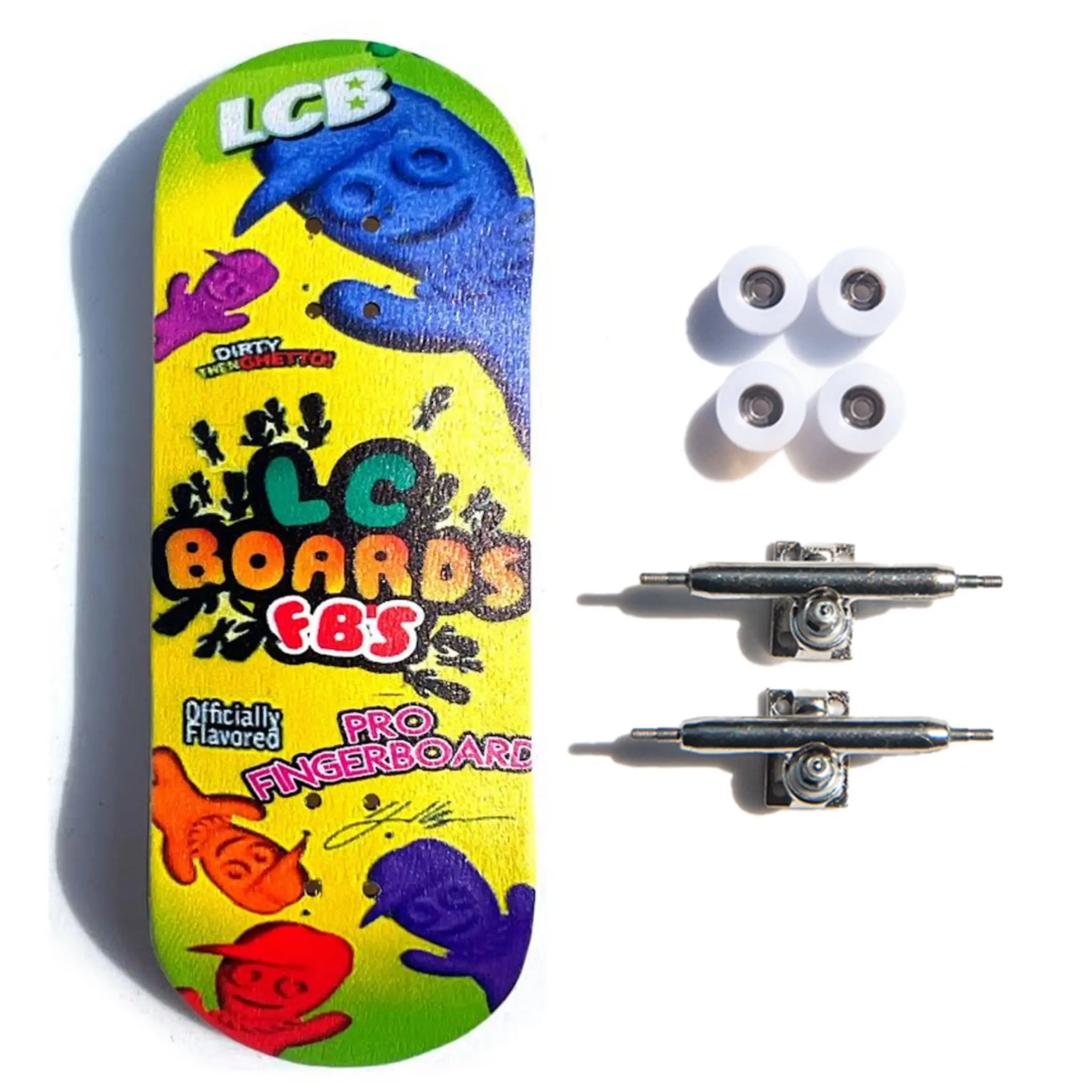LC BOARDS FINGERBOARD 98X34 COMPLETE SOUR PATCH GRAPHIC WITH FOAM GRIP TAPE
